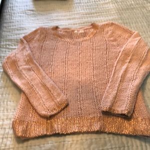 Light pink with rose gold metallic trim sweater.